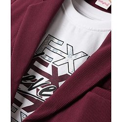 Babyhug Knit Full Sleeves Solid Blazer With Printed T-Shirt - Maroon