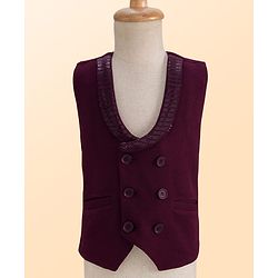 Babyhug Knit Full Sleeves Solid Color 3 Piece Party Suit with Bow - White & Wine