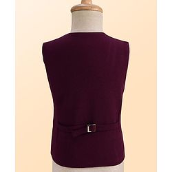 Babyhug Knit Full Sleeves Solid Color 3 Piece Party Suit with Bow - White & Wine