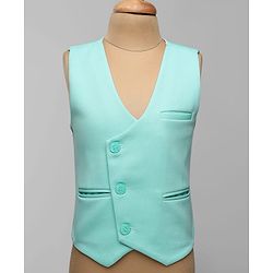 Babyhug Knit Full Sleeves Solid Color 3 Piece Party Suit with Bow Applique - Mint