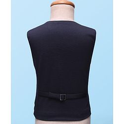 Babyhug Knit Full Sleeves 3 Piece Party Suit with Bow & Anchor Glitter Print - Navy Blue
