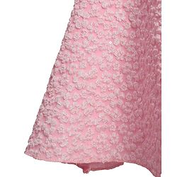 Babyhug Mesh Woven Puffed  Sleeves Fit & Flare Party Dress with Embossed Design & Bow Applique - Pink