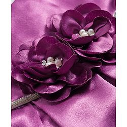 Babyhug Woven Sleeveless Pleated Party Dress With Floral Corsage - Purple