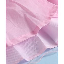 Babyhug Woven Half Sleeves Party Gown With Bow Applique & Sequin Detailing - Pink