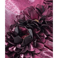 Babyhug Woven Partywear Sleeveless Fit and Flare Metallic Dress with Floral Applique - Maroon