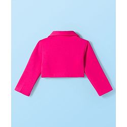 Babyhug Scuba Woven Full Sleeves Solid Jacket & Skirt With Inner Top - Dark Pink