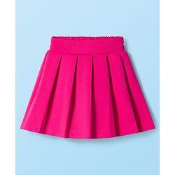 Babyhug Scuba Woven Full Sleeves Solid Jacket & Skirt With Inner Top - Dark Pink