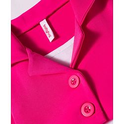 Babyhug Scuba Woven Full Sleeves Solid Jacket & Skirt With Inner Top - Dark Pink