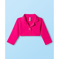 Babyhug Scuba Woven Full Sleeves Solid Jacket & Skirt With Inner Top - Dark Pink