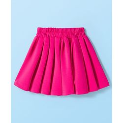 Babyhug Scuba Woven Full Sleeves Solid Jacket & Skirt With Inner Top - Dark Pink