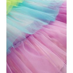 Babyhug Woven Sleeveless Mesh Party Dress With Sequinned Yoke - Multicolor