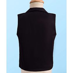 Babyhug Knit Full Sleeves Solid Color 3 Piece Party Suit with Bow - Black & White