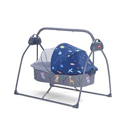 Babyhug Automatic Baby Swing Cradle With Remote Controller- Dark Grey| 5 Swing Speed| Quilted Bassinet| Works on Battery & Adapter| Pre-set Off Timer| In-built Music| Canopy Style Mosquito Net