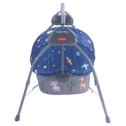 Babyhug Automatic Baby Swing Cradle With Remote Controller- Dark Grey| 5 Swing Speed| Quilted Bassinet| Works on Battery & Adapter| Pre-set Off Timer| In-built Music| Canopy Style Mosquito Net