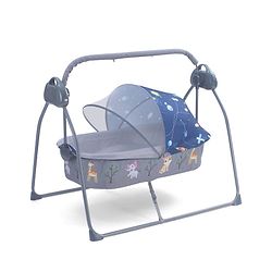 Babyhug Automatic Baby Swing Cradle With Remote Controller- Dark Grey| 5 Swing Speed| Quilted Bassinet| Works on Battery & Adapter| Pre-set Off Timer| In-built Music| Canopy Style Mosquito Net