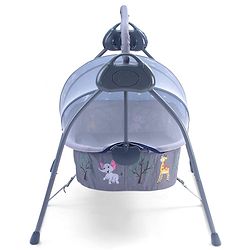 Babyhug Automatic Baby Swing Cradle With Remote Controller- Dark Grey| 5 Swing Speed| Quilted Bassinet| Works on Battery & Adapter| Pre-set Off Timer| In-built Music| Canopy Style Mosquito Net
