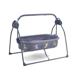 Babyhug Automatic Baby Swing Cradle With Remote Controller- Dark Grey| 5 Swing Speed| Quilted Bassinet| Works on Battery & Adapter| Pre-set Off Timer| In-built Music| Canopy Style Mosquito Net