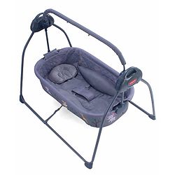 Babyhug Automatic Baby Swing Cradle With Remote Controller- Dark Grey| 5 Swing Speed| Quilted Bassinet| Works on Battery & Adapter| Pre-set Off Timer| In-built Music| Canopy Style Mosquito Net
