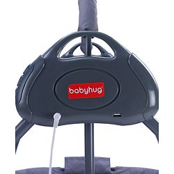 Babyhug Automatic Baby Swing Cradle With Remote Controller- Dark Grey| 5 Swing Speed| Quilted Bassinet| Works on Battery & Adapter| Pre-set Off Timer| In-built Music| Canopy Style Mosquito Net