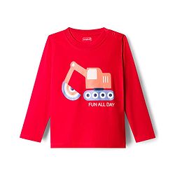 Babyhug 100% Cotton Knit Full Sleeves T-Shirts With Vehicle Print Pack of 3 - Red Navy Blue & Light Blue