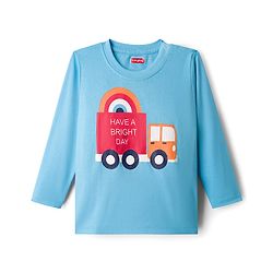 Babyhug 100% Cotton Knit Full Sleeves T-Shirts With Vehicle Print Pack of 3 - Red Navy Blue & Light Blue