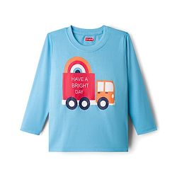 Babyhug 100% Cotton Knit Full Sleeves T-Shirts With Vehicle Print Pack of 3 - Red Navy Blue & Light Blue