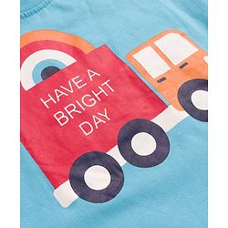 Babyhug 100% Cotton Knit Full Sleeves T-Shirts With Vehicle Print Pack of 3 - Red Navy Blue & Light Blue
