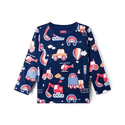 Babyhug 100% Cotton Knit Full Sleeves T-Shirts With Vehicle Print Pack of 3 - Red Navy Blue & Light Blue