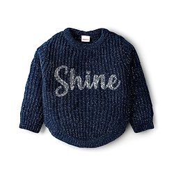 Babyhug Knit Full Sleeves Pullover Sweater with Sequin Detailing - Navy Blue