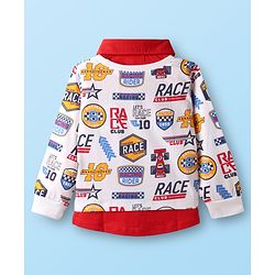Babyhug 100% Cotton Knit Full Sleeves T-Shirts with Race Theme Text Print - Red & White