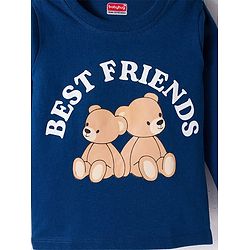 Babyhug 100% Cotton Knit Full Sleeves T-Shirts with Stripes & Teddy Print Pack of 3 - Yellow Red & Navy Blue