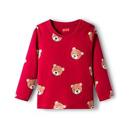 Babyhug 100% Cotton Knit Full Sleeves T-Shirts with Stripes & Teddy Print Pack of 3 - Yellow Red & Navy Blue