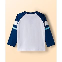 Babyhug 100% Cotton Knit Full Raglan Sleeves Henley Neck T-Shirts with Stripes &  Brooklyn Print Pack of 3 - Light Blue &  Navy Blue