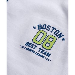 Babyhug 100% Cotton Knit Full Raglan Sleeves Henley Neck T-Shirts with Stripes &  Brooklyn Print Pack of 3 - Light Blue &  Navy Blue