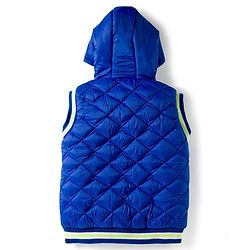 Babyhug Woven Sleeveless Hooded Quilted Winter Jacket - Royal Blue
