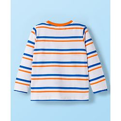Babyhug 100% Cotton Knit Full Sleeves T-Shirt with Stripes & Pocket Pack of 3 - Blue White & Orange
