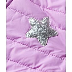 Babyhug Woven Full Sleeves A Line Frilled Hooded Padded Jacket With Star Patch - Purple