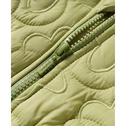 Babyhug Woven Full Sleeves Hooded Quilted Jacket with Bow Applique & Embroidery - Light Green