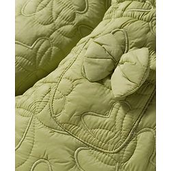 Babyhug Woven Full Sleeves Hooded Quilted Jacket with Bow Applique & Embroidery - Light Green