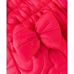 Babyhug Woven Full Sleeves Hooded Quilted Jacket with Bow Applique & Embroidery - Light Green