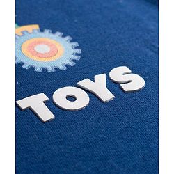 Babyhug 100% Cotton Knit Full Doctor Sleeves T-Shirt with Vehicle Print - Navy Blue