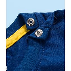 Babyhug 100% Cotton Knit Full Doctor Sleeves T-Shirt with Vehicle Print - Navy Blue