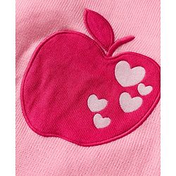 Babyhug Knit Full Sleeves Pullover Sweater Set with Apple Design & Patch Detailing - Pink