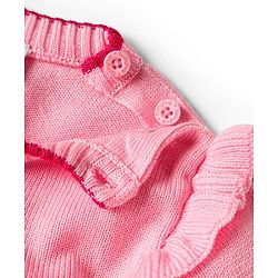 Babyhug Knit Full Sleeves Pullover Sweater Set with Apple Design & Patch Detailing - Pink