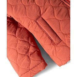 Babyhug Woven Full Sleeves Solid Hooded Quilted Jacket - Rust Orange