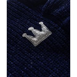 Babyhug Knitted Full Sleeves Pullover Sweater With Crown Embroidery - Navy Blue