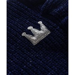 Babyhug Knitted Full Sleeves Pullover Sweater With Crown Embroidery - Navy Blue