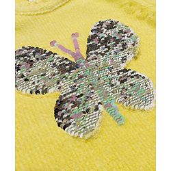 Babyhug Knit Full Sleeves Pullover with Butterfly Sequin Design - Lemon Yellow