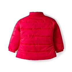 Babyhug Woven Full Sleeves Solid Colour Quilted Winter Jacket With Detachable Hood - Red