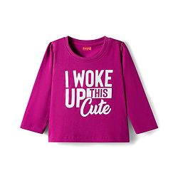 Babyhug Cotton Knit Full Sleeves Night Suit With Text & Heart Print - Purple